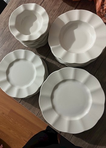 Beden Beyaz Dalgalı Kenarlı Yemek Tabağı Seti kütahya porselen