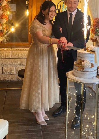 Düşük kol midi abiye - Görsel 4