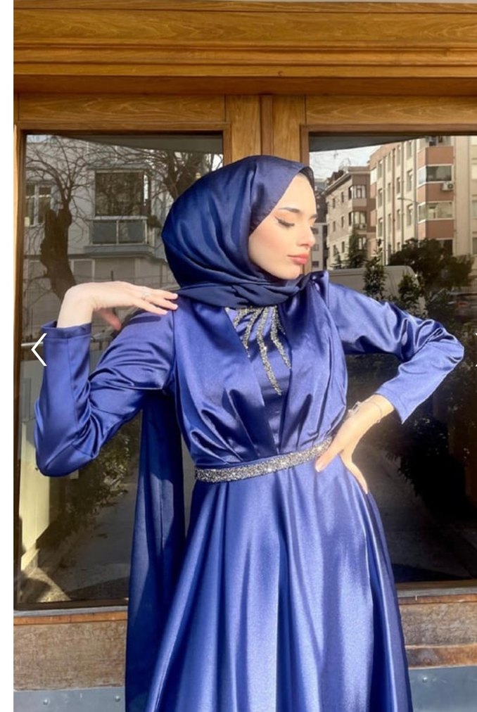 Lacivert taşlı abiye - Görsel 3