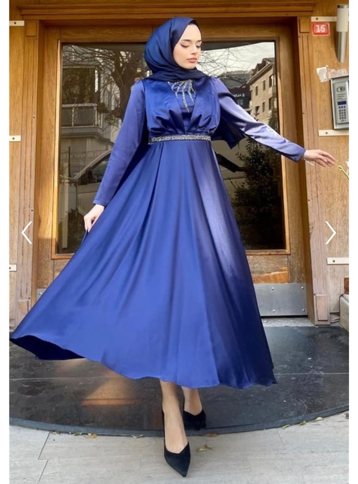 Lacivert taşlı abiye - Görsel 2