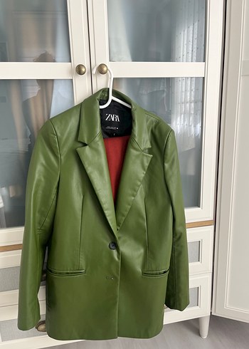 Yeşil Deri Kadın Blazer Ceket