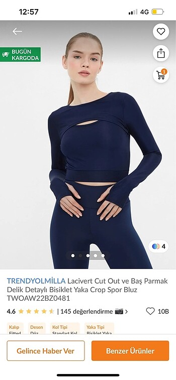 Trendyolmilla lacivert cut out crop spor bluz