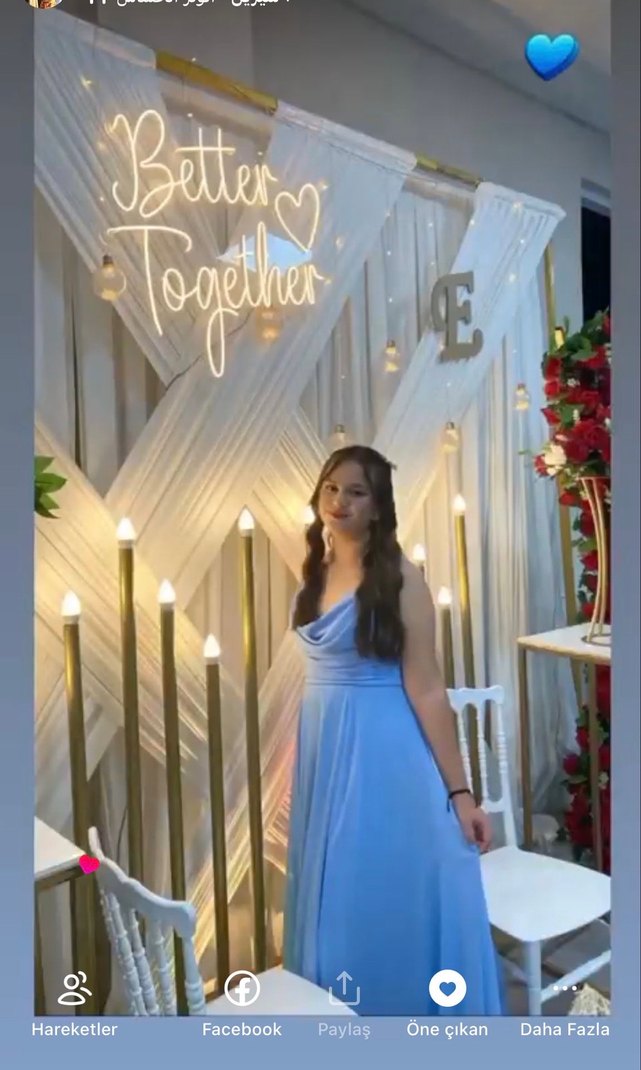 Mavi Drapeli Uzun Abiye Elbise - Görsel 2