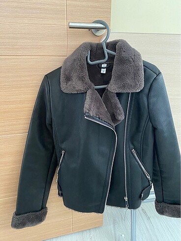Mango Kürklü Suni Biker Ceket