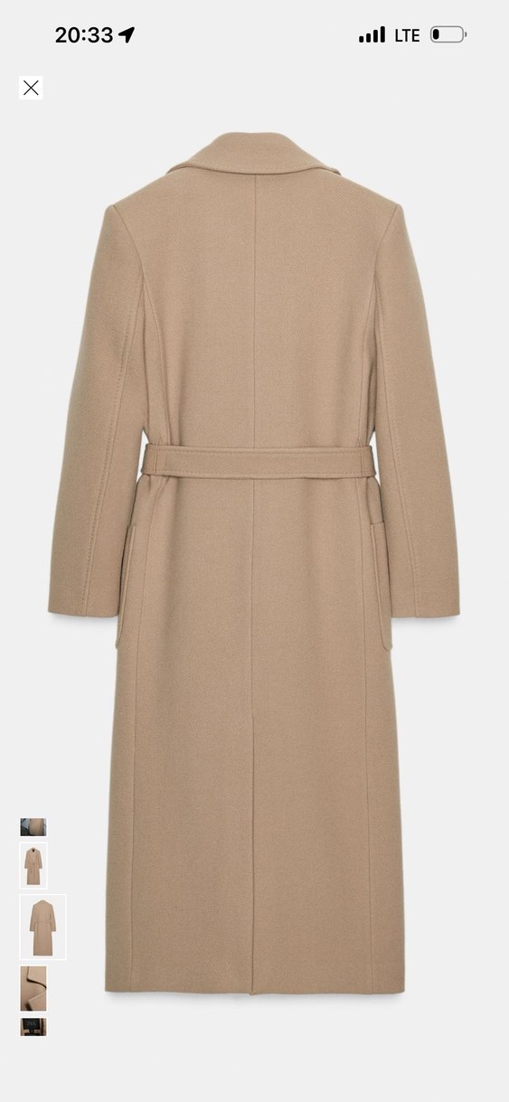 Zara kemerli yün kaban - Görsel 3