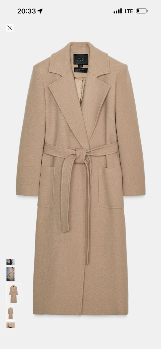 Zara kemerli yün kaban - Görsel 2