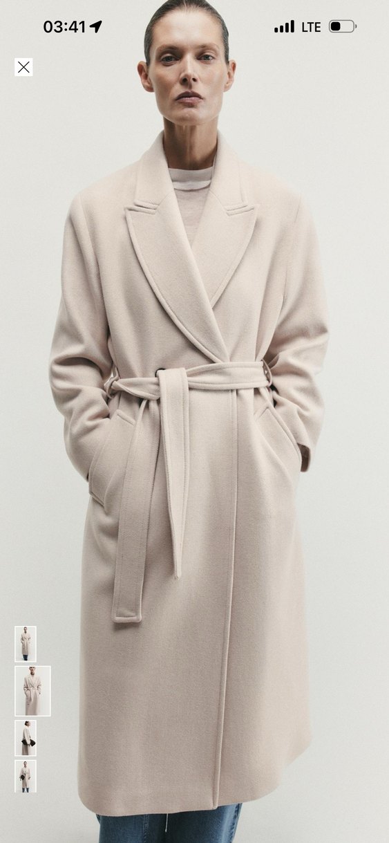 Zara kemerli yün kaban - Görsel 2