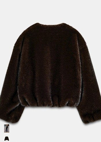 Kahverengi Kadın Uzun Kollu Peluş Ceket - Görsel 2