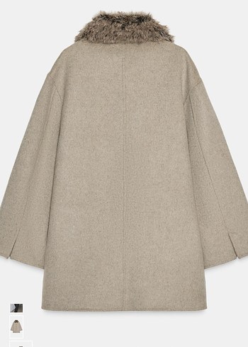 Kürk Detaylı Bej Midi Kadın Yün Kaban - Görsel 2