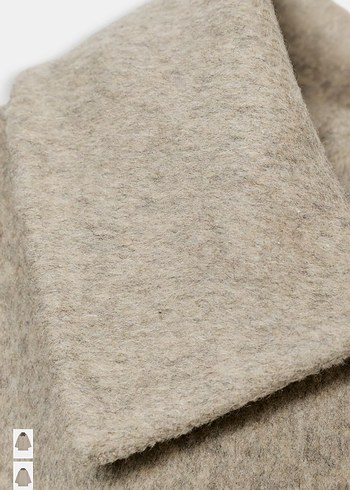 Kürk Detaylı Bej Midi Kadın Yün Kaban - Görsel 3