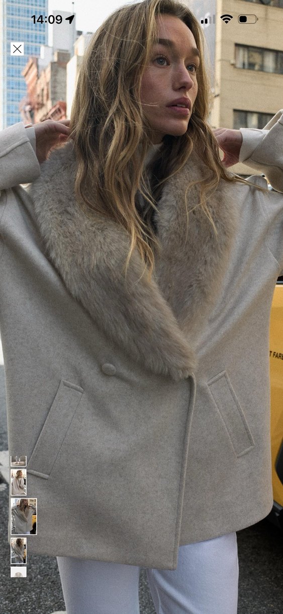 Bej Kadın Kürklü Midi Kaban - Görsel 2