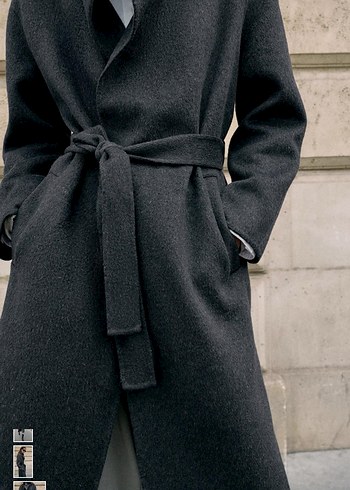 Kemerli yün Uzun Kaban - Görsel 2