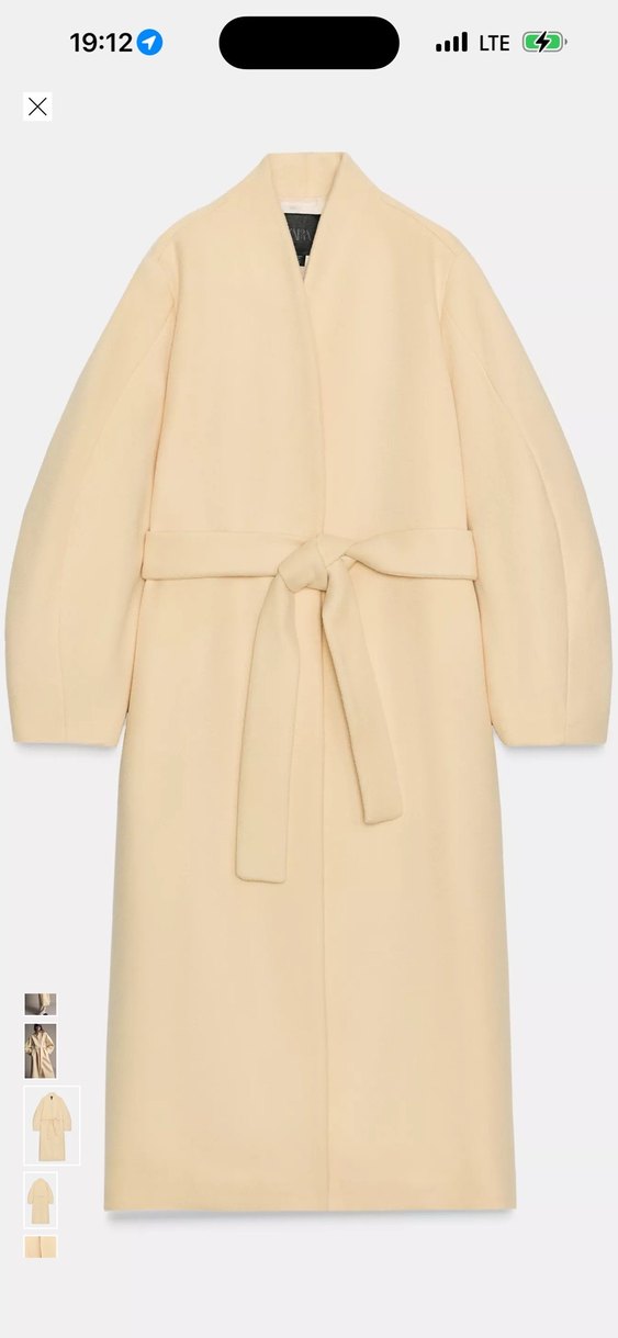 Zara kemerli yün kaban - Görsel 5