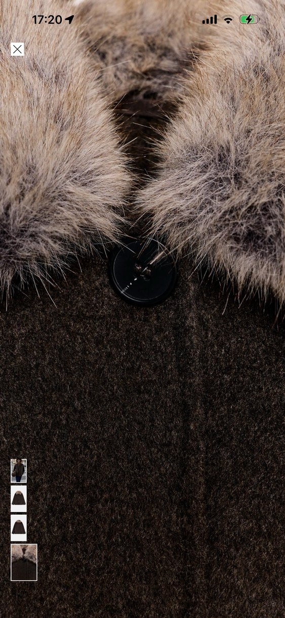 Zara kürk yakalı yünlü kaban - Görsel 4