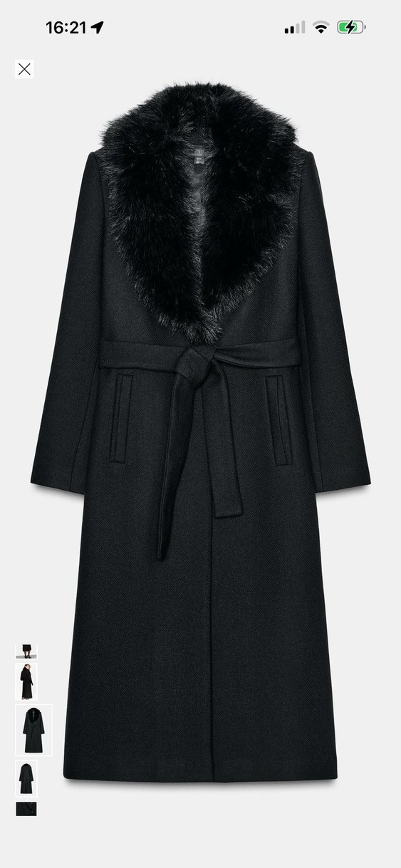 Zara Kürklü Yakalı yünlü Kaban - Görsel 4