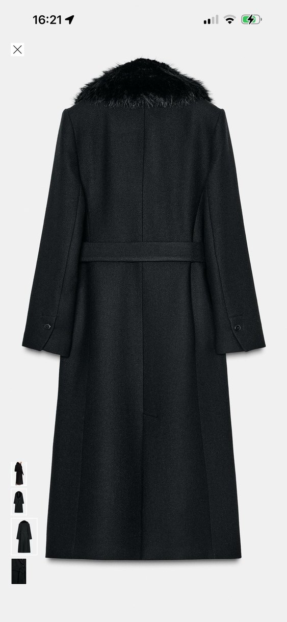 Zara Kürklü Yakalı yünlü Kaban - Görsel 5