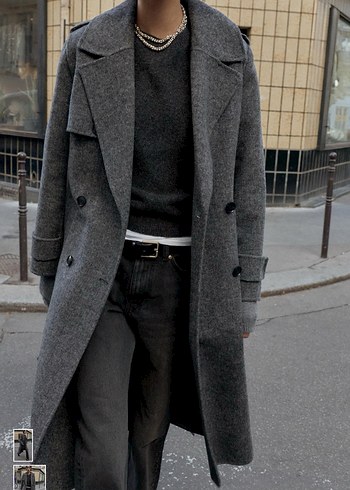 Zara kemerli yünlü kaban - Görsel 2