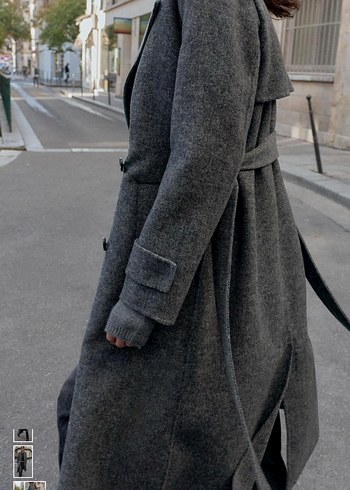 Zara kemerli yünlü kaban - Görsel 3