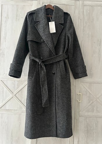 Zara kemerli yünlü kaban - Görsel 7