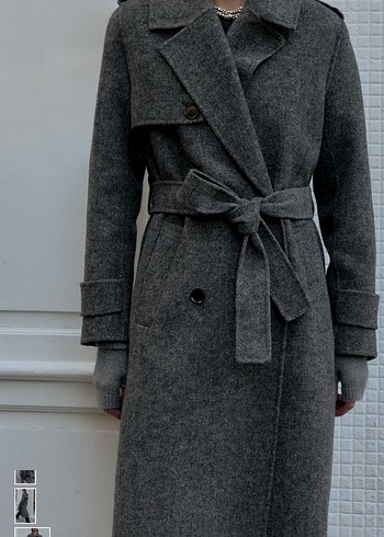 Zara kemerli yünlü kaban - Görsel 4