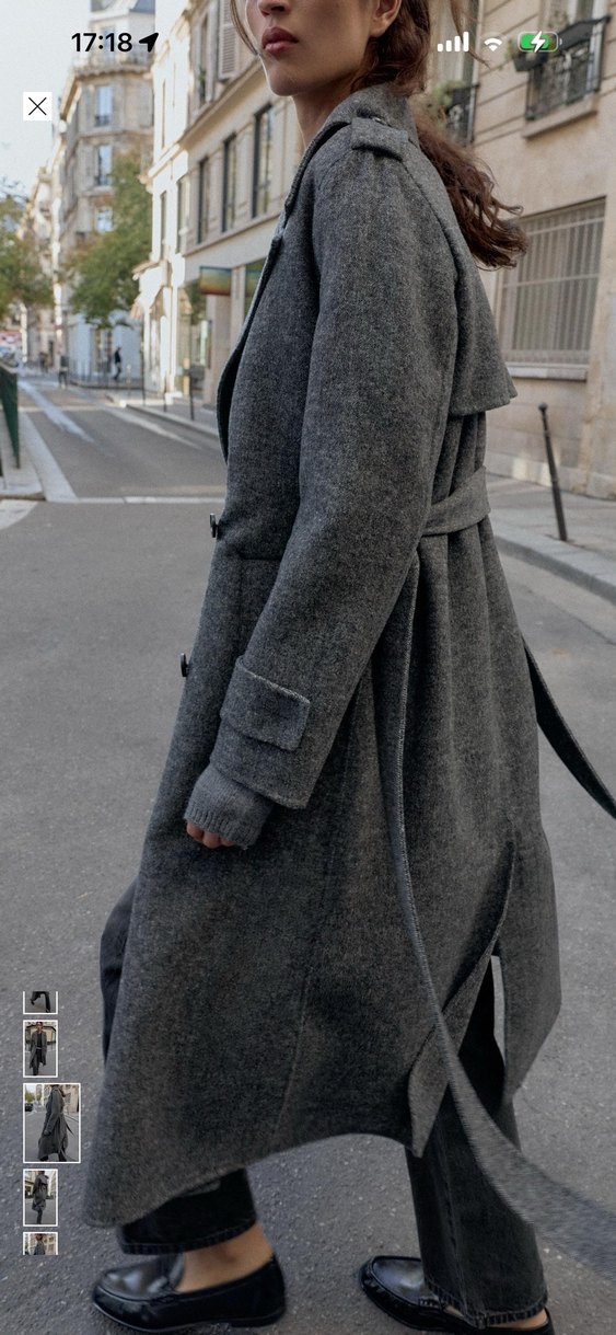 Zara kemerli yünlü kaban - Görsel 3