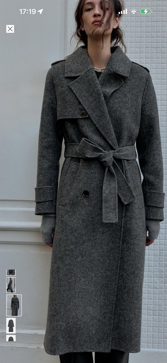 Zara kemerli yünlü kaban - Görsel 4