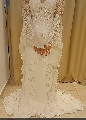 s Beden beyaz Renk Bohem nikah elbisesi