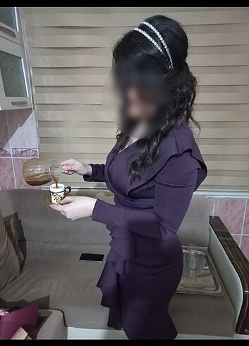 m Beden Söz elbisesi orkide moru