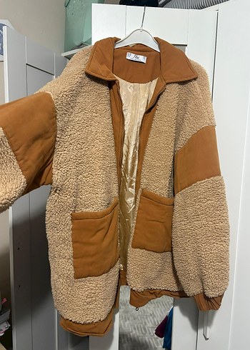 Kahverengi Peluş Kadın Midi Ceket - Görsel 2