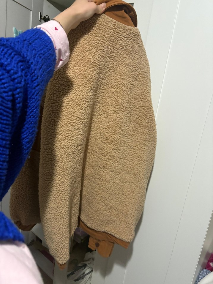 Kahverengi Peluş Kadın Midi Ceket - Görsel 4