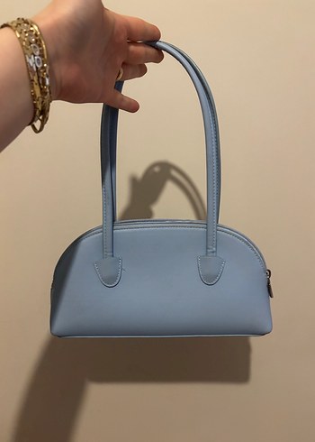 Minimalist mavi Deri Kadın Çanta - Görsel 2