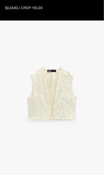 Zara Zara işlemeli crop yelek