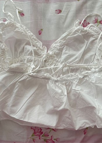 m Beden beyaz Renk Zara bağcıklı poplin top