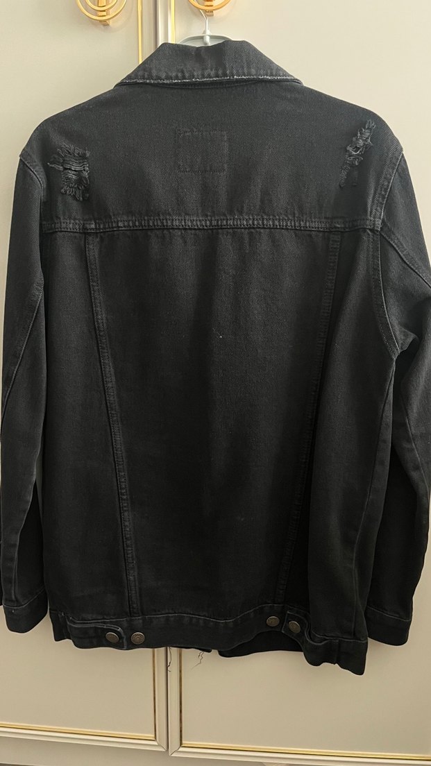 Siyah Düğmeli Kadın Denim Ceket - Görsel 3