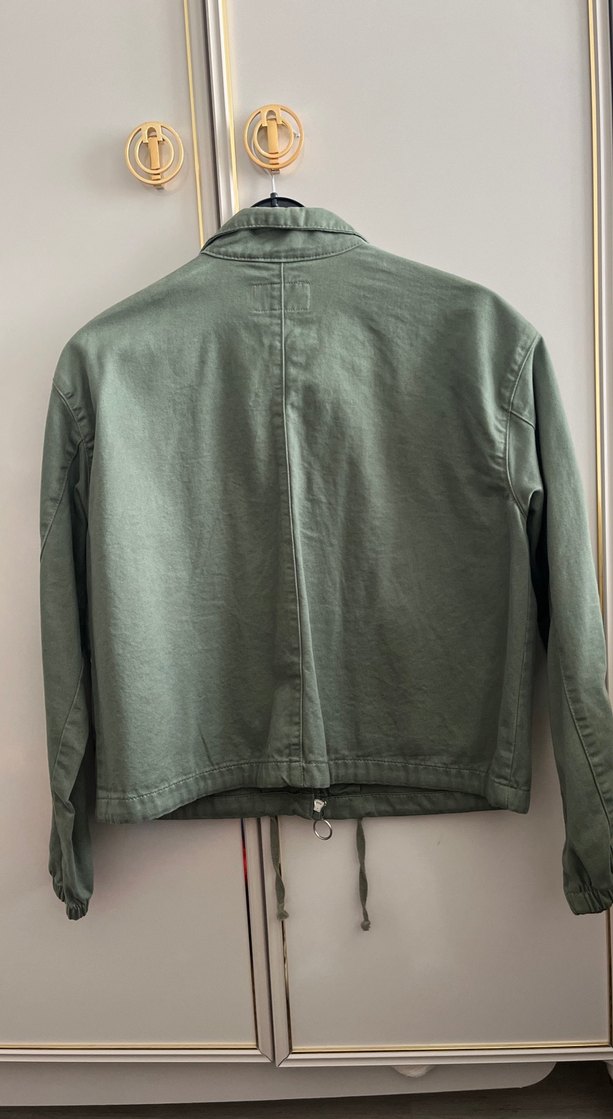 Kadın Haki Keten Midi Ceket - Görsel 3