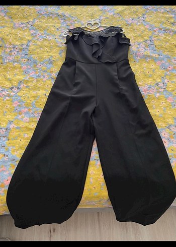 Siyah Dantelli Fırfırlı Uzun Abiye Elbise - Görsel 4