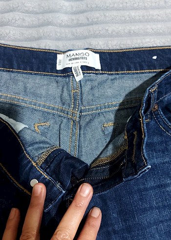 Mango Dugmeli Mavi Kadin Denim Pantolon