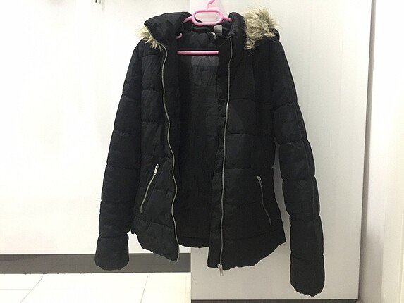 H&M kapüşonlu siyah 36 beden mont