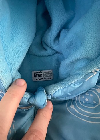 Kız Çocuk Mavi Kapüşonlu Mont - Görsel 3