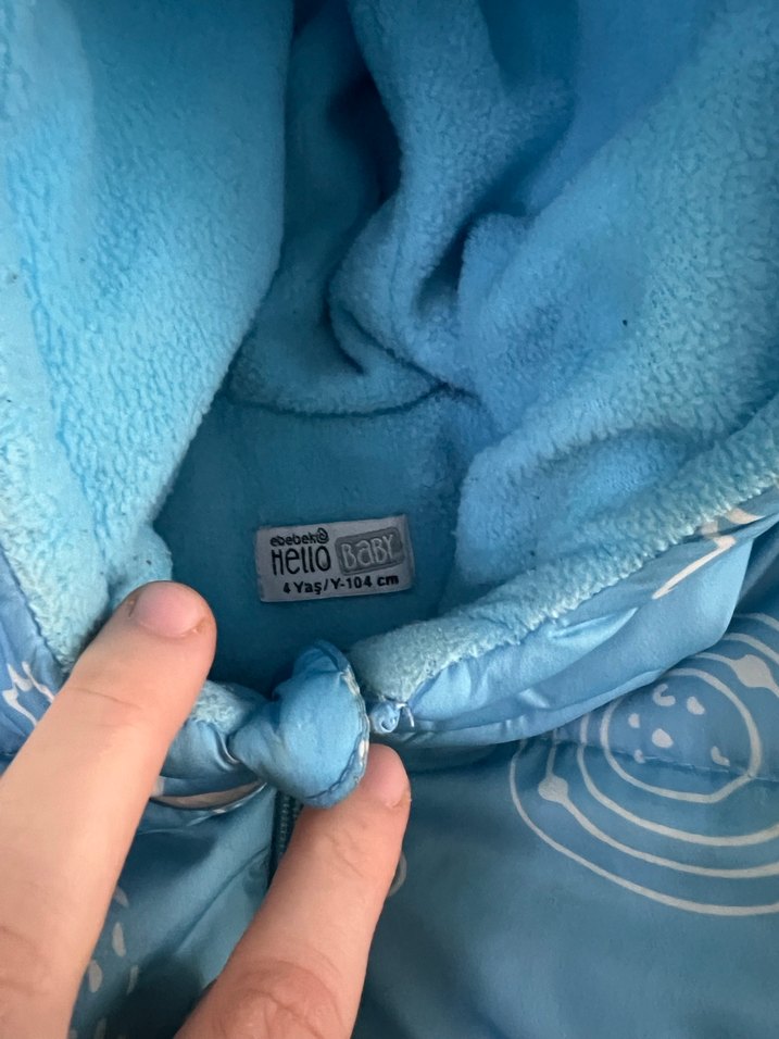 Kız Çocuk Mavi Kapüşonlu Mont - Görsel 3