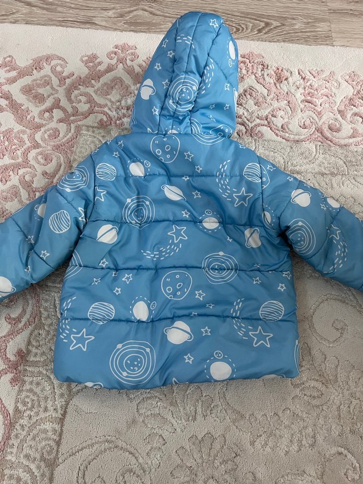 Kız Çocuk Mavi Kapüşonlu Mont - Görsel 5