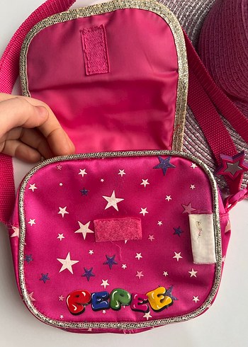 Renkli Pembe çocuk çantası ve şapka - Görsel 3
