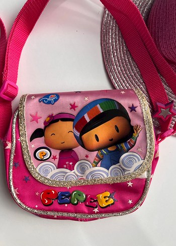 Renkli Pembe çocuk çantası ve şapka - Görsel 2
