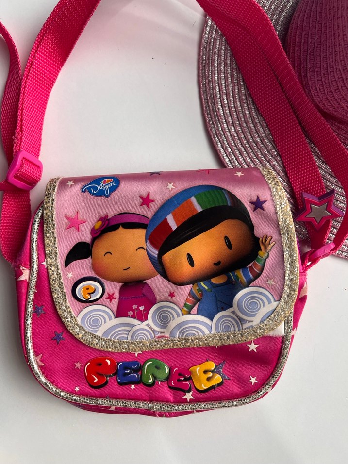 Renkli Pembe çocuk çantası ve şapka - Görsel 2