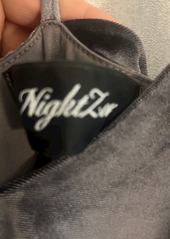 Adl Gri kadife Kuşaklı Uzun Askılı Elbise - Görsel 4