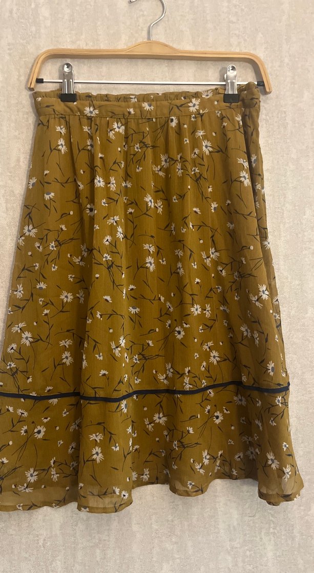 Bej Çiçek Desenli Midi Bohem Etek - Görsel 3