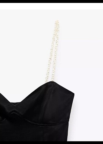 Zara Zara inci askılı saten elbise