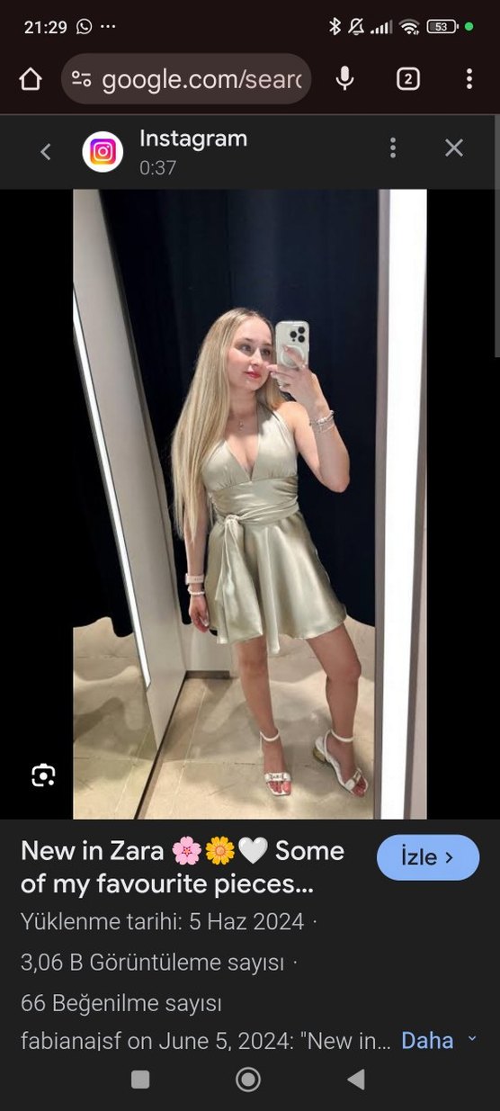 zara bej Drapeli Mini V Yaka Elbise - Görsel 2