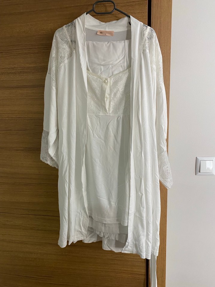 Beyaz üç parça lohusa takım - Görsel 2