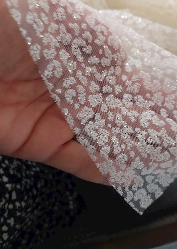 krem rengi gelinlik tülü - Görsel 3